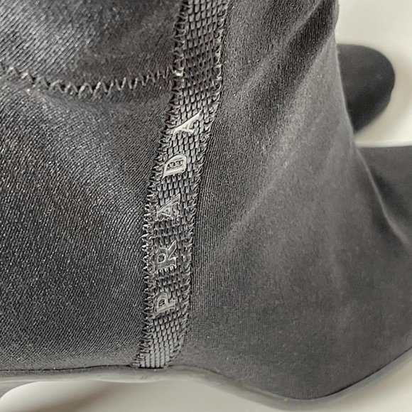 Prada | Sport Black Nylon Kitten Heel Boots - Picture 6 of 11